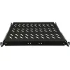 ALANTEC 19 inch 1U Sliding Shelf 570mm Depth, Black, 4-Point Mounting