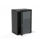 ALANTEC 19 inch sienas servera skapis 18U 600x450mm, divsekciju, stikla durvis, melns, plakanā iepakojumā