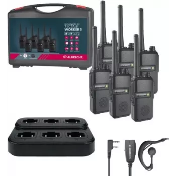 Albrecht Tectalk Worker 3 PMR446 Walkie-Talkie komplekts – 6 radio ar instrumentu kasti