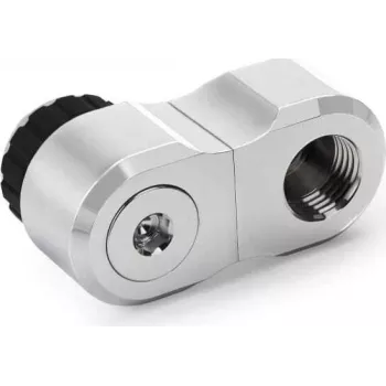 Alphacool Apex Grip nobīdes adapters 27mm ar diviem 90° vītņu savienojumiem tēviņš uz mātīti G1/4 pagriežams hromēts (14894)