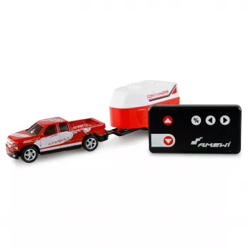 AMEWI RC pikaps ar piekabi ar zirgu 1:64 RTR Red (22681)