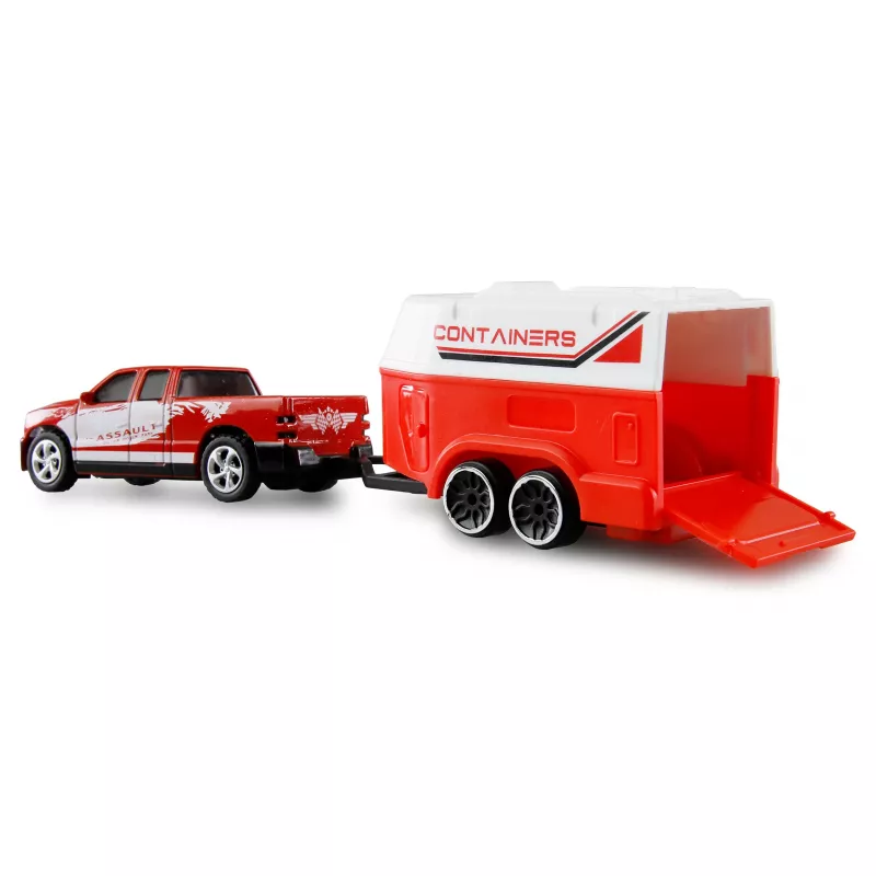 AMEWI RC pikaps ar piekabi ar zirgu 1:64 RTR Red (22681)
