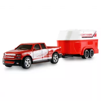 AMEWI RC pikaps ar piekabi ar zirgu 1:64 RTR Red (22681)