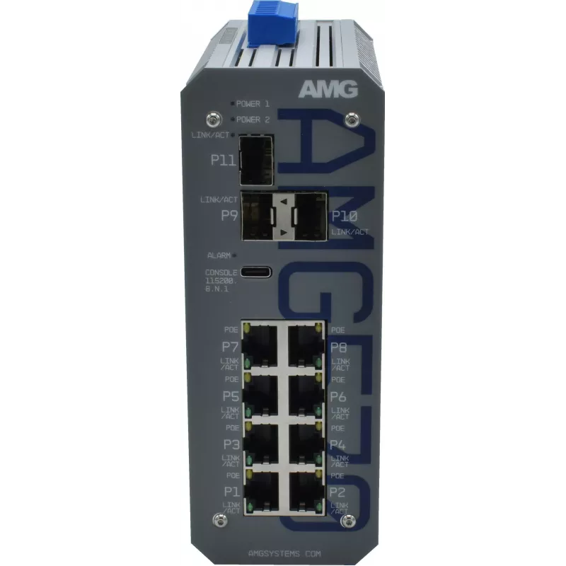 AMG Rūpnieciskais pārvaldītais slēdzis, 8x 10/100 Mbps, DIN-sliede, lieka barošana