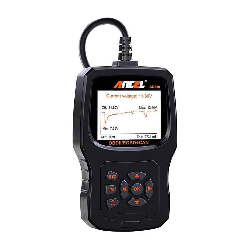 ANCEL AD530 OBD2 diagnostikas skeneris ar 2,8 inch TFT krāsu ekrānu, bezmaksas atjauninājumi uz mūžu