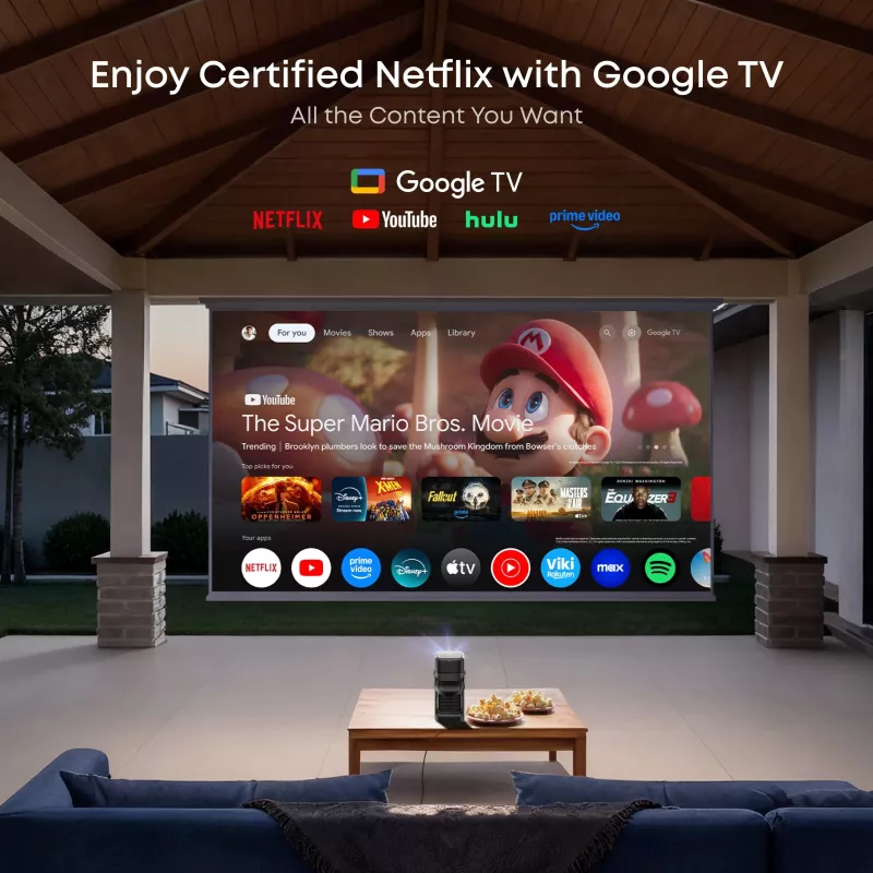 Anker Nebula P1 pārnēsājamais projektors ar noņemamiem skaļruņiem, Full HD 1080p, 650 ANSI lūmeni, 20W 2.0 telpiskā skaņa, Android TV 11, pelēks