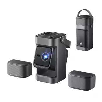 Anker Nebula P1 pārnēsājamais projektors ar noņemamiem skaļruņiem, Full HD 1080p, 650 ANSI lūmeni, 20W 2.0 telpiskā skaņa, Android TV 11, pelēks