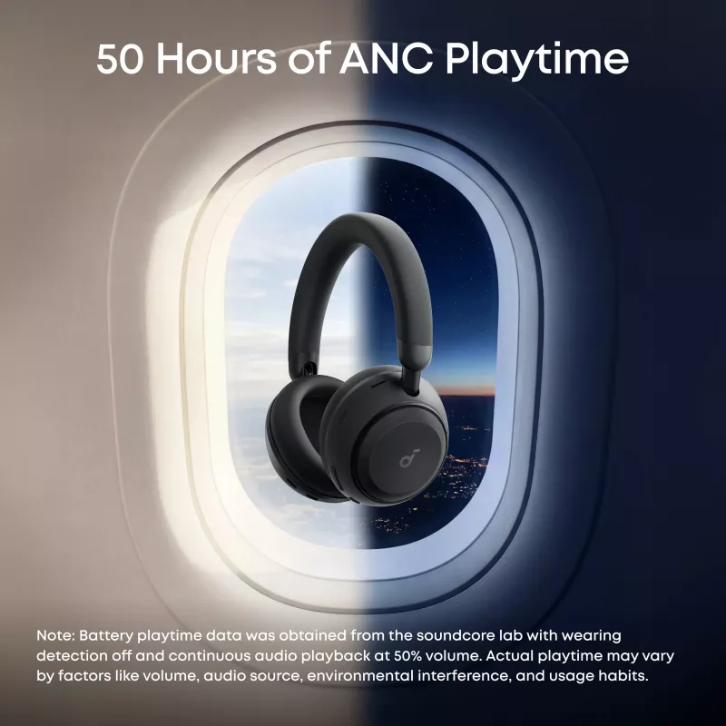 Anker Soundcore Space 2 Over-Ear Wireless Headphones with Active Noise Cancellation, Jet Black