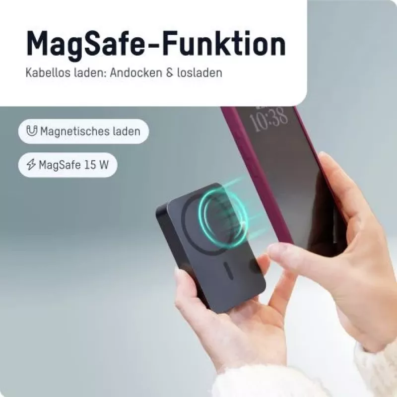 ANSMANN 1700-0199 10000 mAh Bezvadu Power Bank Antracīts