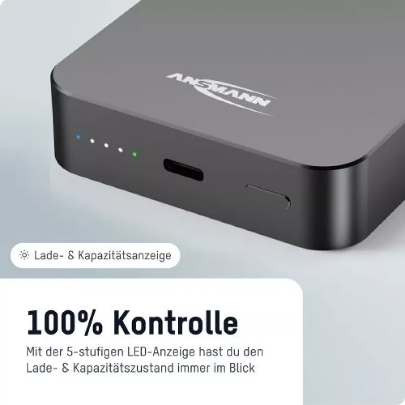 ANSMANN 1700-0199 10000 mAh Bezvadu Power Bank Antracīts