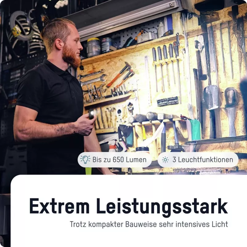 ANSMANN Smart Booster 650R uzlādējama COB LED darba lampa 650 lūmeni IP54