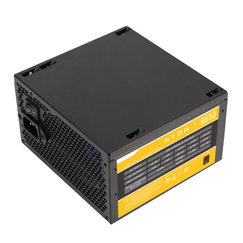 Antec Atom B650 Nenodulārs barošanas bloks - 650W, 80 PLUS Bronze, ATX, 120mm ventilators