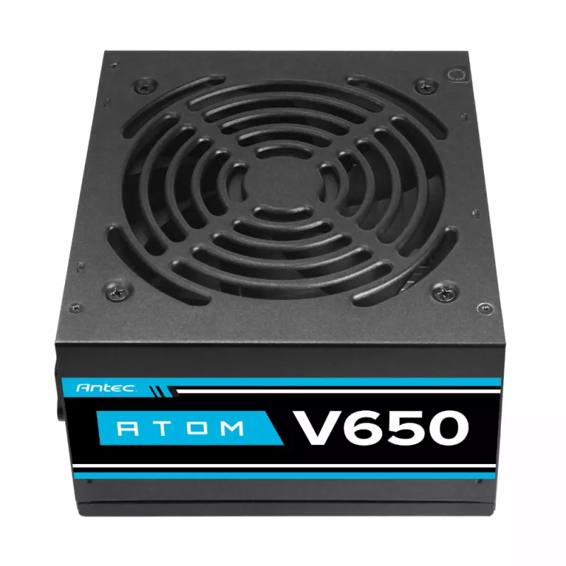 Antec Atom V650 Nenodulārs barošanas bloks - 650W, 80 PLUS White, ATX, 120mm kluss ventilators
