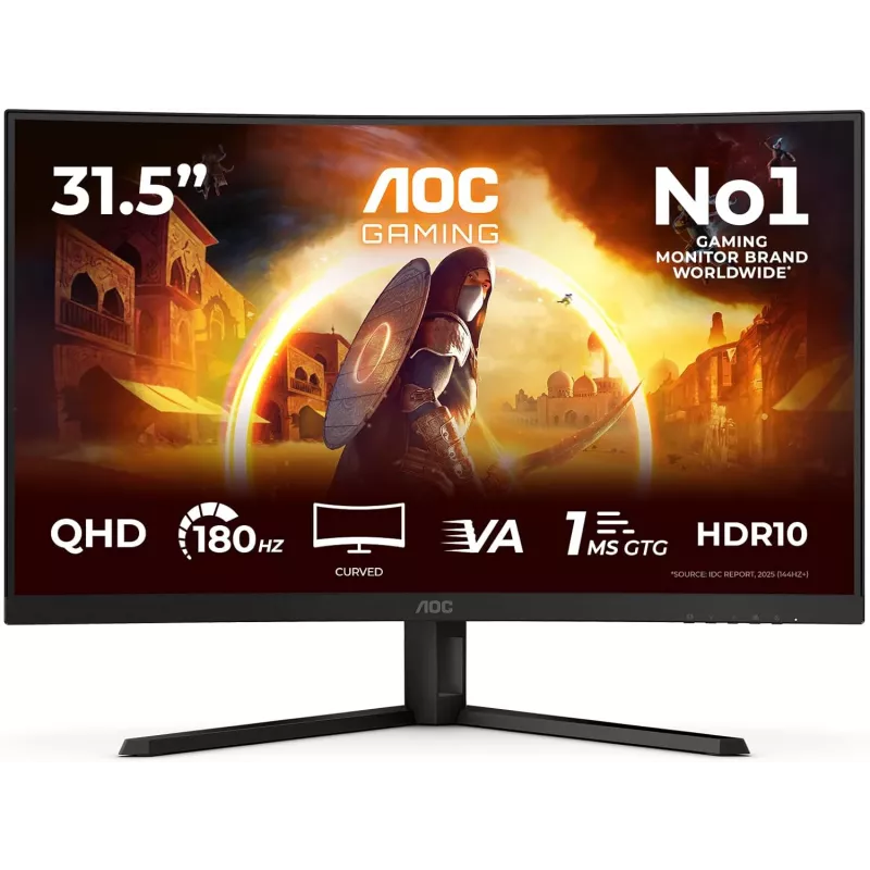 AOC CQ32G4 31.5 inch izliekts QHD spēļu monitors, 165Hz, 1ms, VA, FreeSync Premium, HDR10