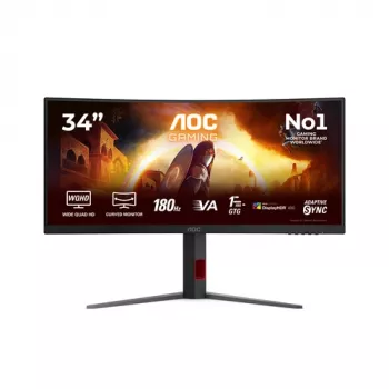 AOC CU34G4CA 34 collu izliekts UWQHD VA spēļu monitors, 180Hz, 1ms, FreeSync Premium