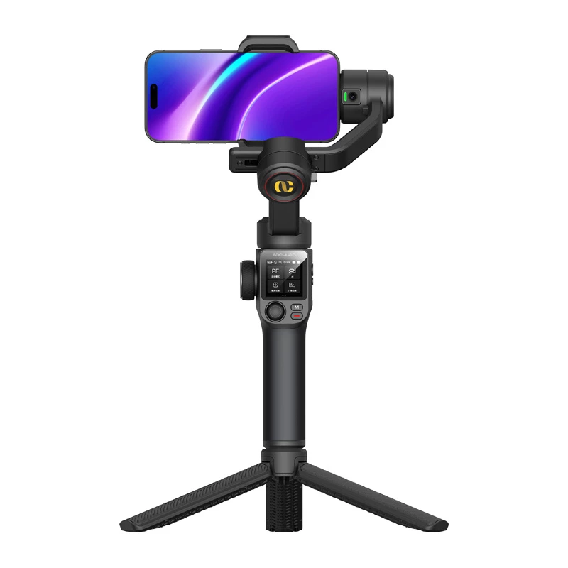AOCHUAN S3 Smartphone Gimbal ar AI izsekošanu, LED skārienekrānu, apgaismojumu un powerbank
