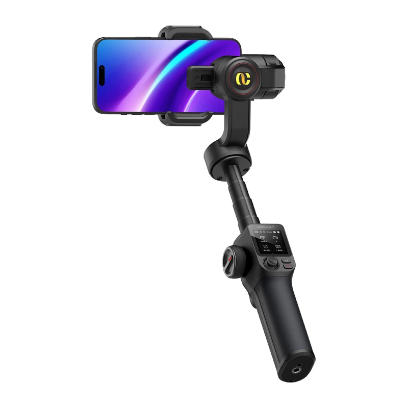 AOCHUAN S3 Smartphone Gimbal ar AI izsekošanu, LED skārienekrānu, apgaismojumu un powerbank