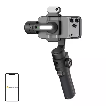 AOCHUAN S3 Smartphone Gimbal ar AI izsekošanu, LED skārienekrānu, apgaismojumu un powerbank