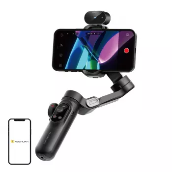 AOCHUAN Smart X Pro 3-Assu Gimbal Stabilizators ar AI izsekošanu un žestu vadību viedtālruņiem, melns