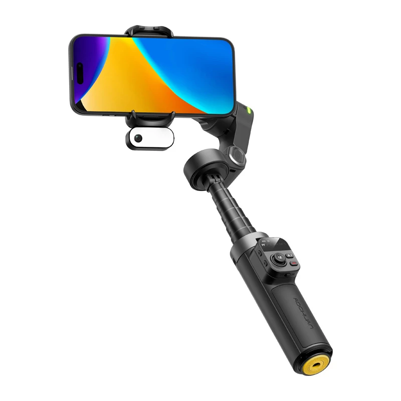 AOCHUAN Smart X3 AI Tracking Gimbal Stabilizer ar LED gaismu un pašbildes nūju viedtālrunim, melns