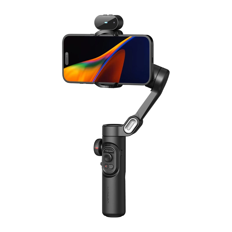 AOCHUAN Smart XE 3-Assu gimbal stabilizators ar AI izsekošanu un žestu vadību viedtālrunim, melns