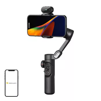 AOCHUAN Smart XE 3-Assu gimbal stabilizators ar AI izsekošanu un žestu vadību viedtālrunim, melns