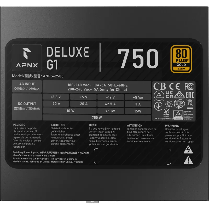 APNX DELUXE G1 750 (Melns, 750 vati)