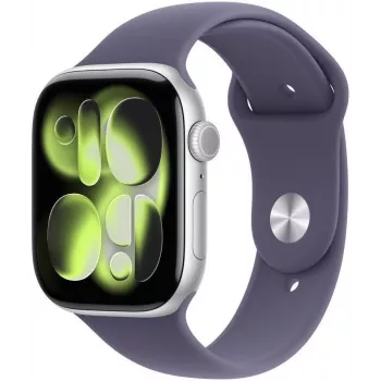 Apple Watch Series 11 (2025) GPS 46mm Silver Aluminum Case with Purple Fog Sport Band M/L
