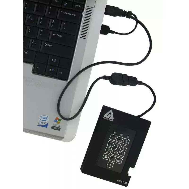 Apricorn Aegis Padlock Fortress A25-3PL256-500F ārējais cietais disks - 500GB - USB 3.2 Gen 1 - AES 256 bitu aparatūras šifrēšana - Melns