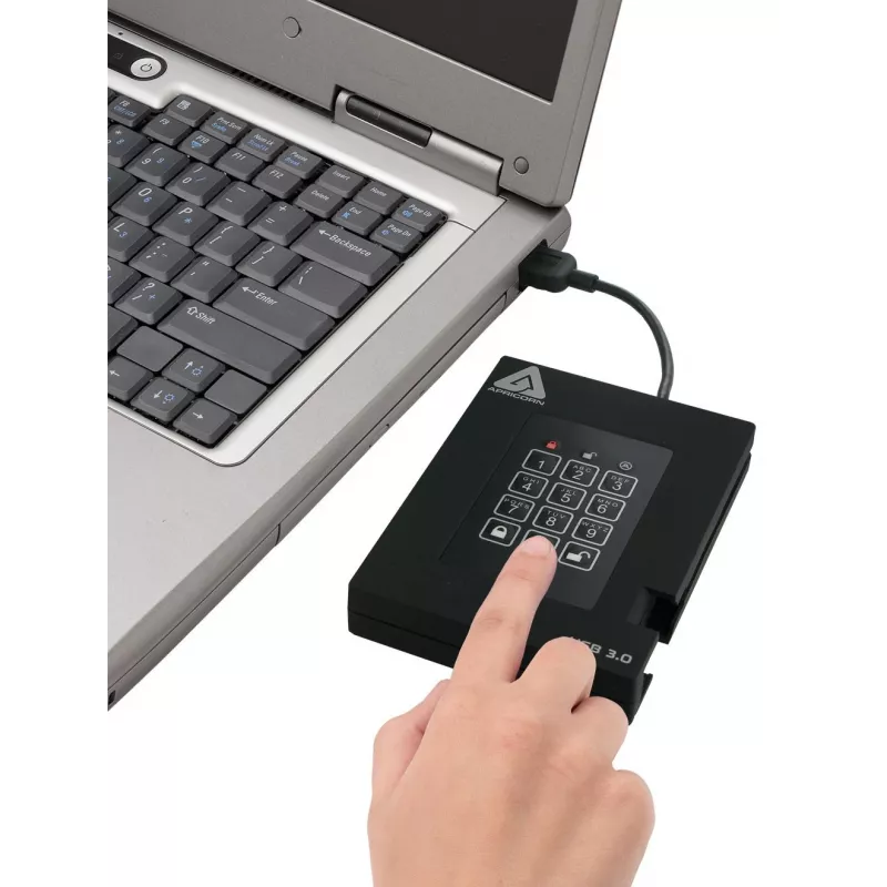 Apricorn Aegis Padlock Fortress A25-3PL256-500F ārējais cietais disks - 500GB - USB 3.2 Gen 1 - AES 256 bitu aparatūras šifrēšana - Melns