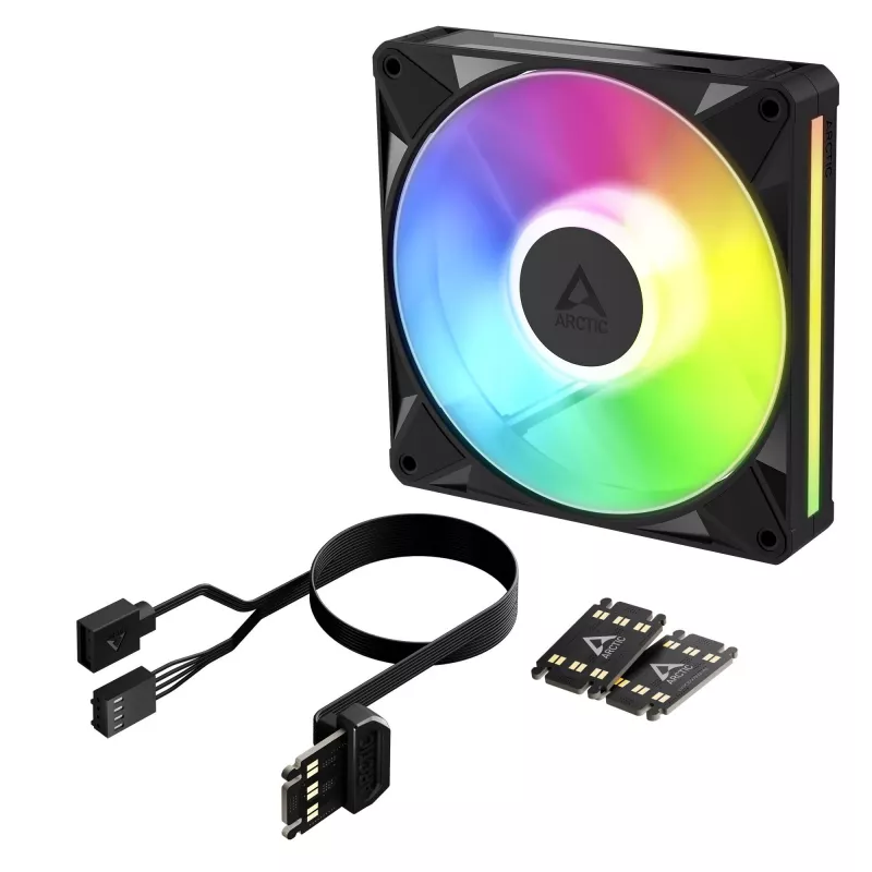 Arctic BioniX P14 A-RGB 140mm PWM korpusa ventilators ar Daisy Chain, 400-2500 RPM, 186 m³/h, melns