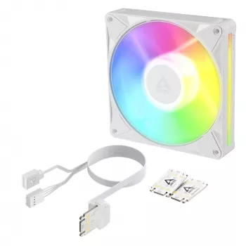 Arctic BioniX P14 A-RGB White 140mm PWM korpusa ventilators ar Daisy Chain, ARGB apgaismojumu, 400-2500 RPM, 77.6 CFM