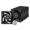 ARCTIC P8 PWM PST 80 mm ventilators 5 gab. iepakojumā - melns/balts