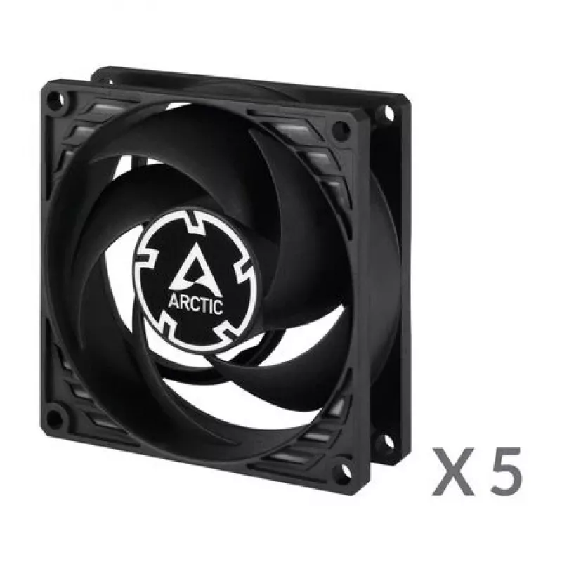 ARCTIC P8 PWM PST 80 mm ventilators 5 gab. iepakojumā - melns/balts