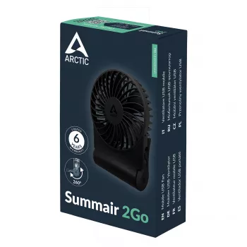 Arctic Summair 2Go Uzlādējams Akumulatora Galda Ventilators - 10 cm (Melns)