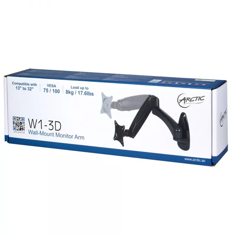 Arctic W1-3D stiprinājums LCD displejam - alumīnija sakausējums - ekrāna izmērs līdz 109.2 / 124 cm
