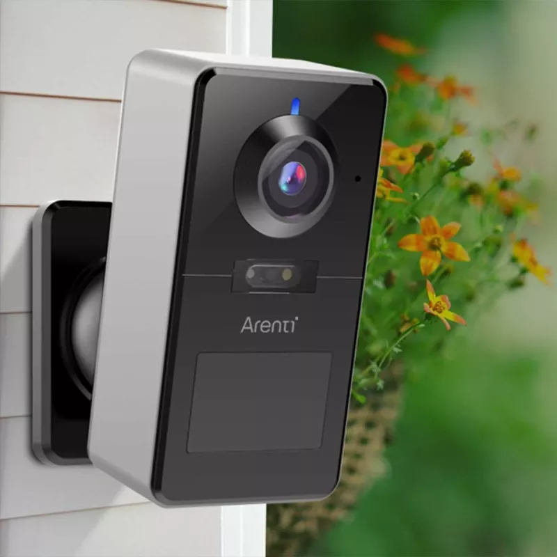 Arenti POWER1Q 2K Viedā akumulatora drošības kamera, AI cilvēku noteikšana, Krāsu nakts redzamība, IP65, Melna