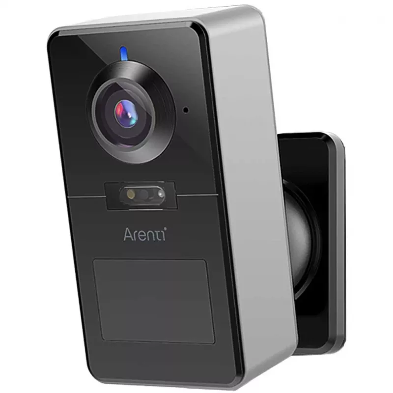 Arenti POWER1Q 2K Viedā akumulatora drošības kamera, AI cilvēku noteikšana, Krāsu nakts redzamība, IP65, Melna