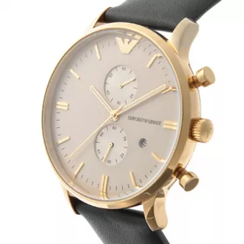 ARMANI AR0386 Vīriešu klasiskais kvarca analogais pulkstenis 40mm sudraba ciparnīca brūna ādas siksniņa