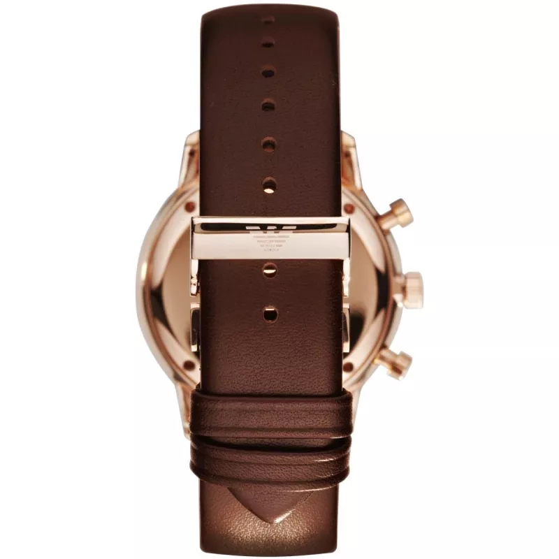 ARMANI AR0387 Vīriešu kvarca hronogrāfa pulkstenis 42mm melns ciparnīca ādas siksniņa