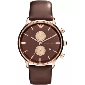 ARMANI AR0387 Vīriešu kvarca hronogrāfa pulkstenis 42mm melns ciparnīca ādas siksniņa