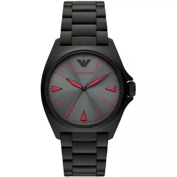 ARMANI AR11393 vīriešu kvarca analogais pulkstenis 40mm nerūsējošā tērauda korpuss melns ādas siksniņa