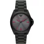 ARMANI AR11393 Vīriešu kvarca analogais pulkstenis 40mm nerūsējošā tērauda korpuss, melna ādas siksniņa