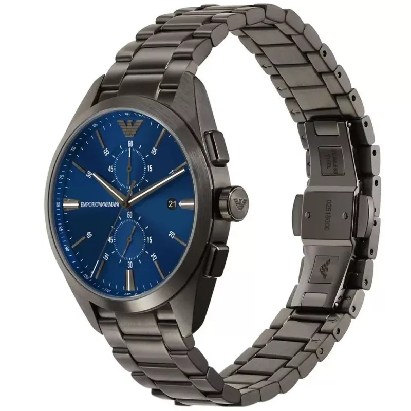 ARMANI AR11481 Vīriešu Luigi Hronogrāfa Kvarca Pulkstenis 43mm Melns Ciparnīca Melna Ādas Siksniņa