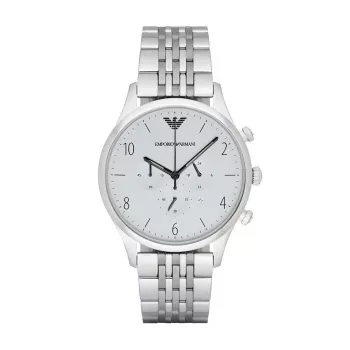 ARMANI AR1879 vīriešu analogais kvarca pulkstenis 43mm nerūsējošā tērauda korpuss melna ādas siksniņa