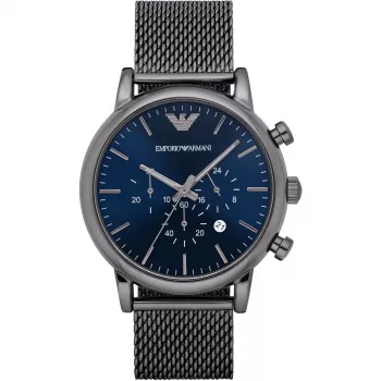 ARMANI AR1979 Vīriešu kvarca hronogrāfa pulkstenis 46mm melns ciparnīca ādas siksniņa