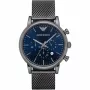 ARMANI AR1979 Vīriešu kvarca hronogrāfa pulkstenis 46mm melns ciparnīca ādas siksniņa