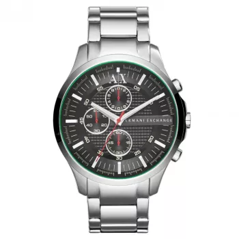 ARMANI EXCHANGE AX2163 Vīriešu kvarca hronogrāfa pulkstenis 46mm melns ciparnīca ādas siksniņa