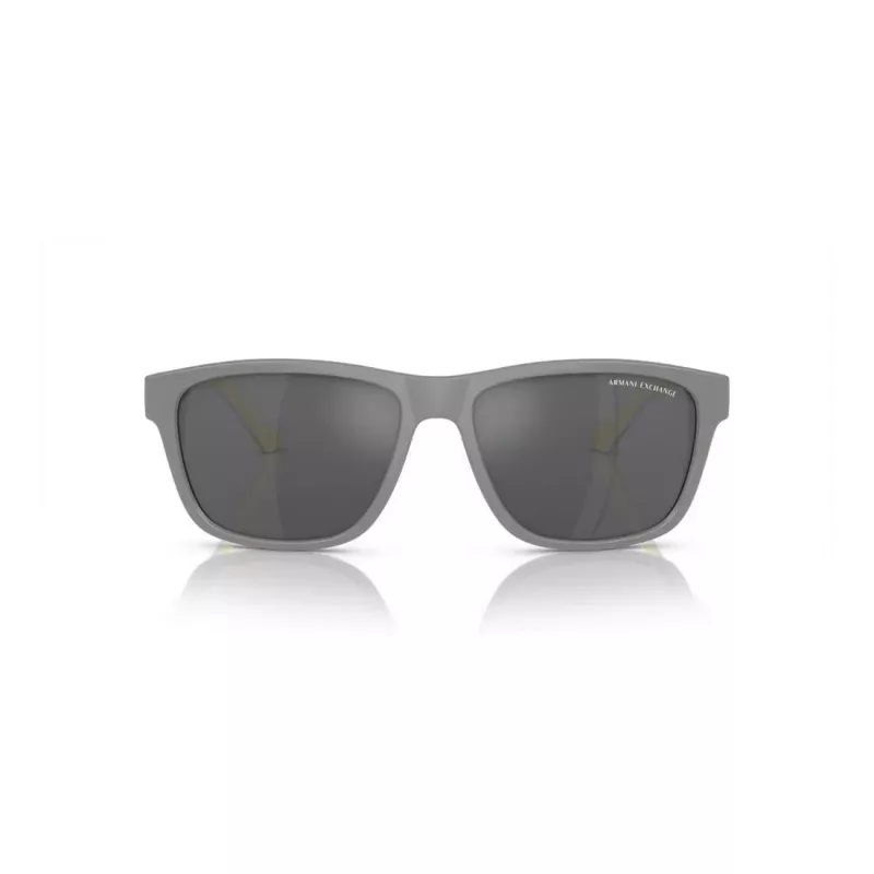 Armani Exchange AX4135S81806G Saulesbrilles Vīriešu Kvadrātveida Matēti Melna Tumši Pelēka Spoguļa Sudraba 59mm