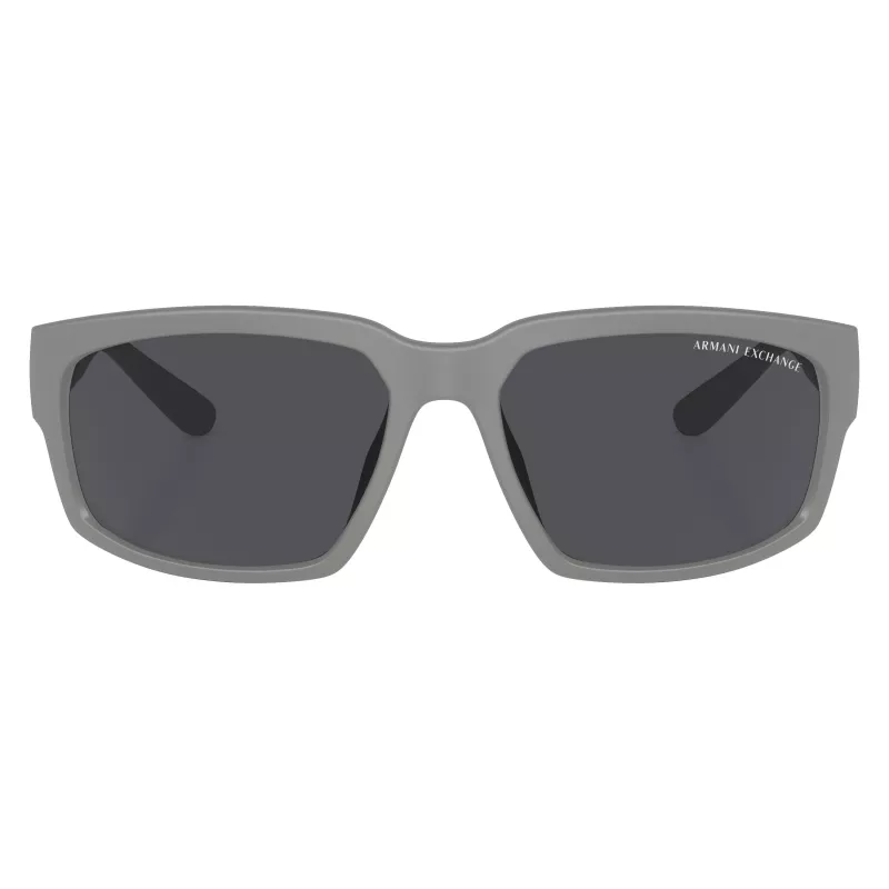 Armani Exchange AX4142SU81808 Vīriešu saulesbrilles Matēti melna tumši pelēka taisnstūra